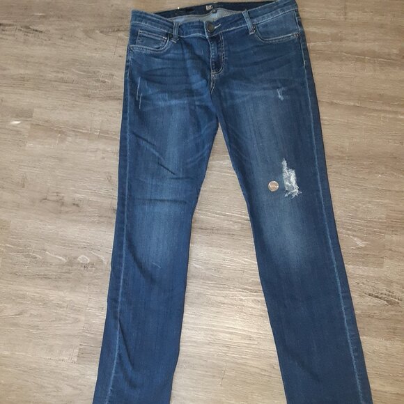 Kut from the Kloth * Sz 10 * Distressed Boyfriend * Blue Jeans * Stretchy Comfy - Picture 6 of 12